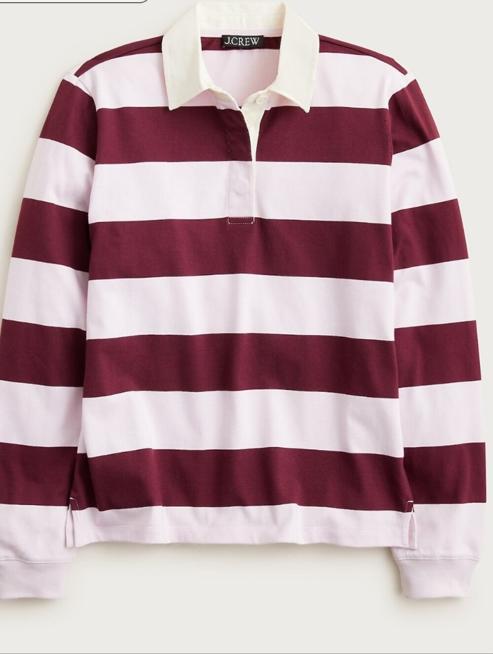 J. Crew Premium Weight Classic Rugby Shirt In Rugby Stripe Ice Red - Picture 8 of 10